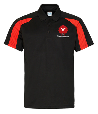 Unisex Sports Polo - Black / Red Sheep Game