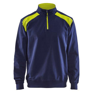 BLAKLADER 3353 Half Zip 2-Tone Sweatshirt - Navy Blue/Yellow