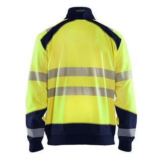 35582528 Hi-Vis Sweatshirt with Full Zip, Hi-Vis Yellow and Navy Blue
