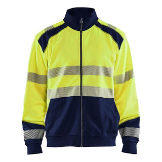 35582528 Hi-Vis Sweatshirt with Full Zip, Hi-Vis Yellow and Navy Blue