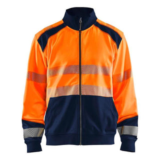 35582528 Hi-Vis Sweatshirt with Full Zip, Hi-Vis Orange and Navy Blue