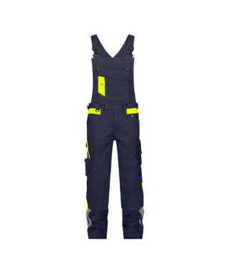DASSY Ulsan Brace overall with stretch and knee pockets Midnight blue/Fluo yellow