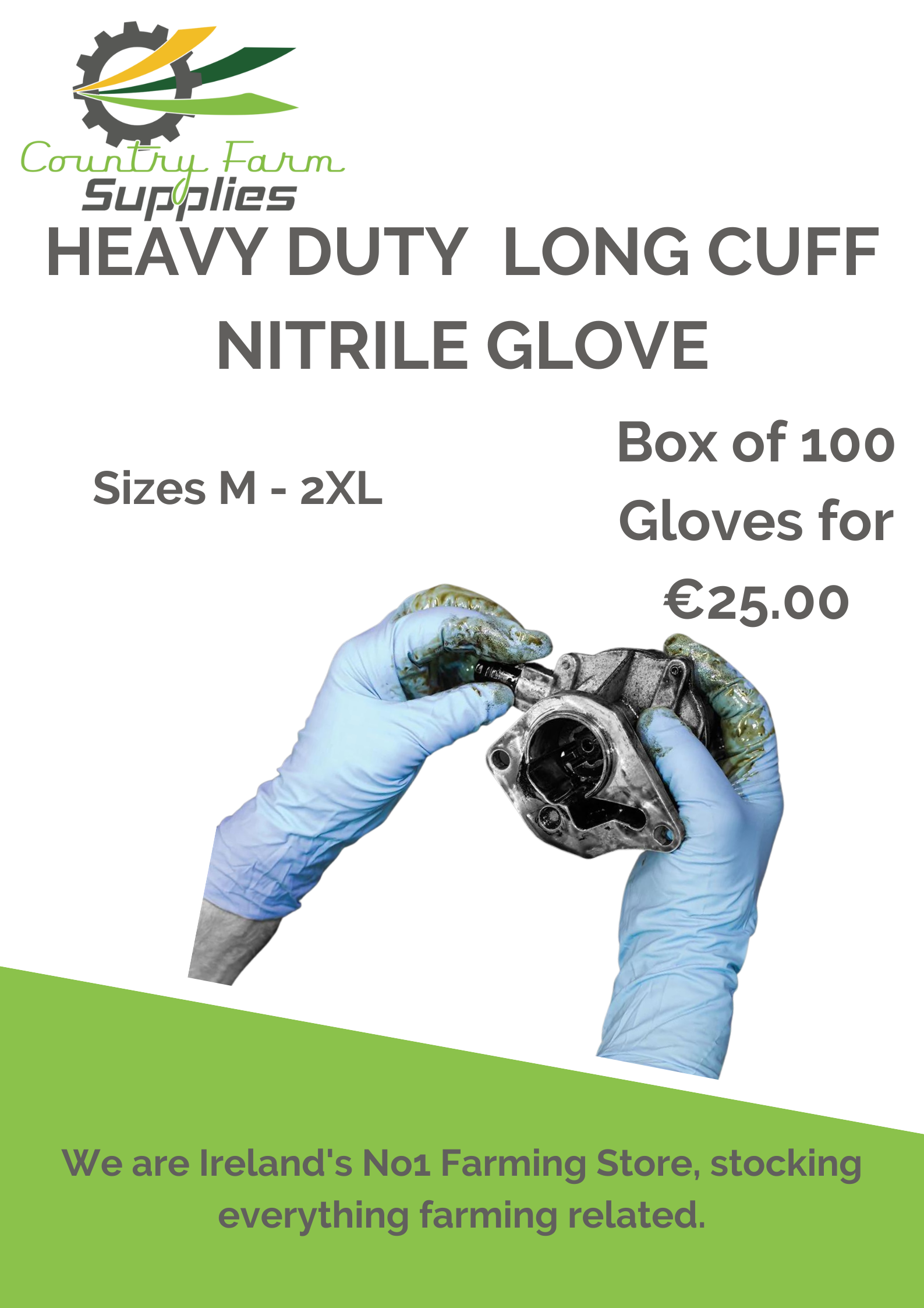 Long Cuff Blue nitrile gloves (100 gloves per pack)